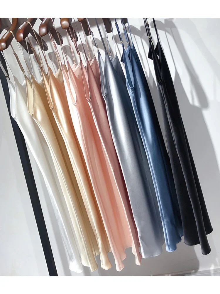 [US warehouse] SuyaDream women's mini dress 19mm 100% silk sleeveless solid color spaghetti strap nightdress