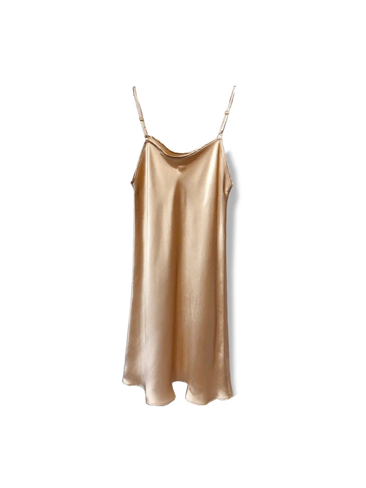 [US warehouse] SuyaDream women's mini dress 19mm 100% silk sleeveless solid color spaghetti strap nightdress