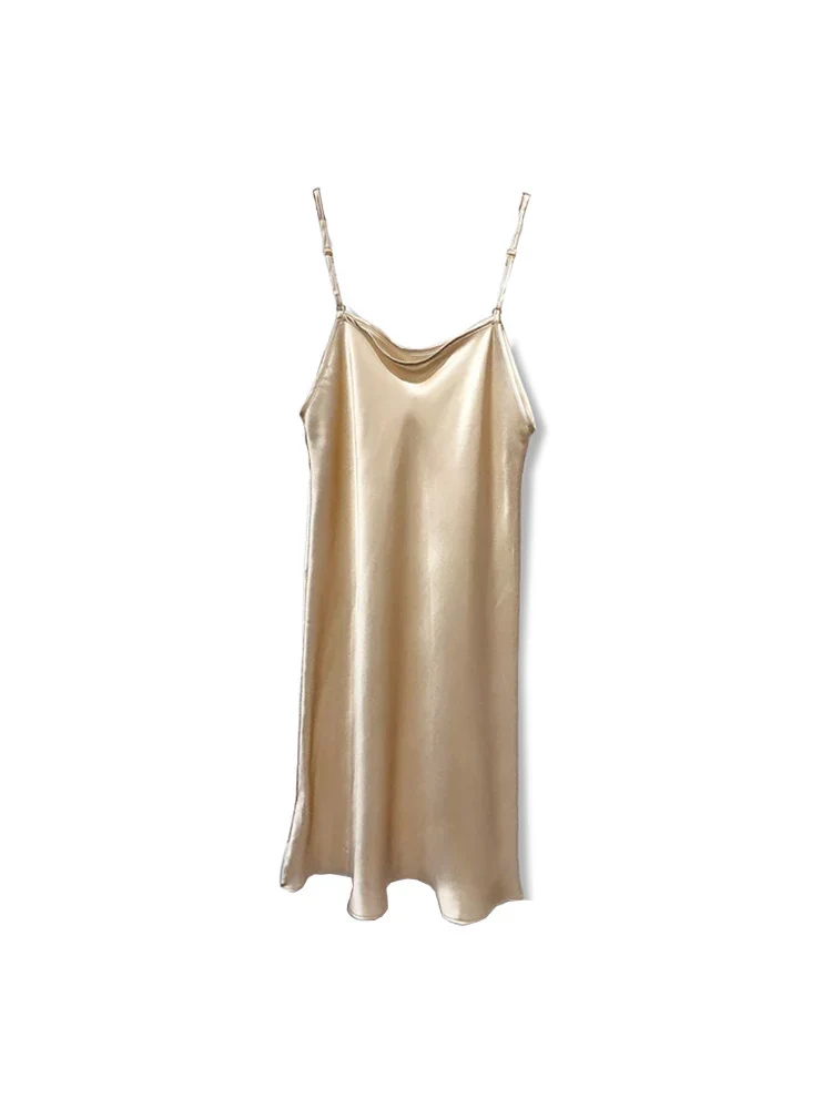 [US warehouse] SuyaDream women's mini dress 19mm 100% silk sleeveless solid color spaghetti strap nightdress