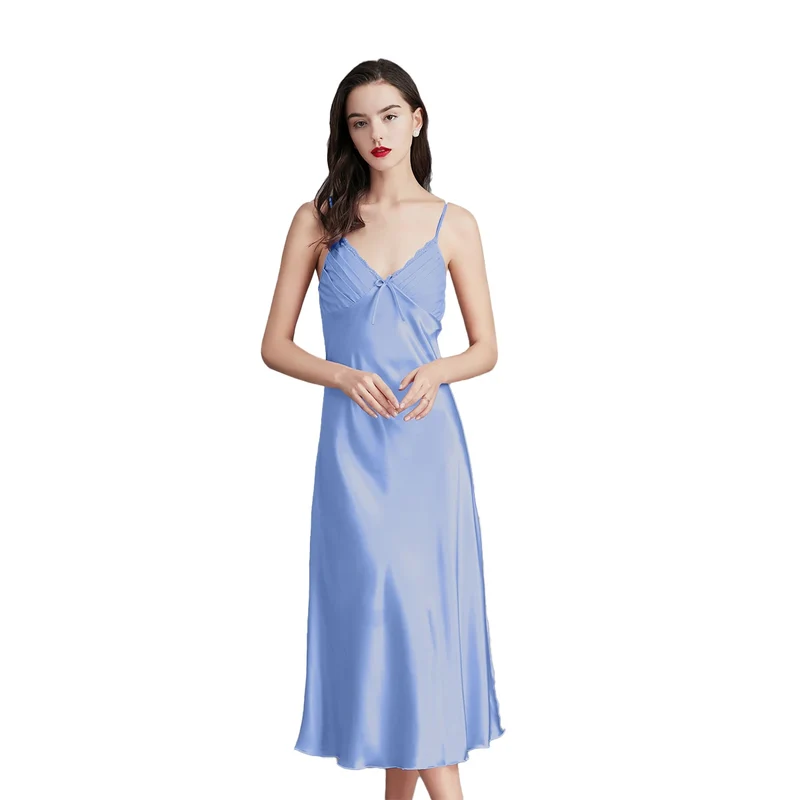 [US warehouse] women's nightgown long sleeveless nightgown satin silk nightdress sexy pajamas ladies pajamas