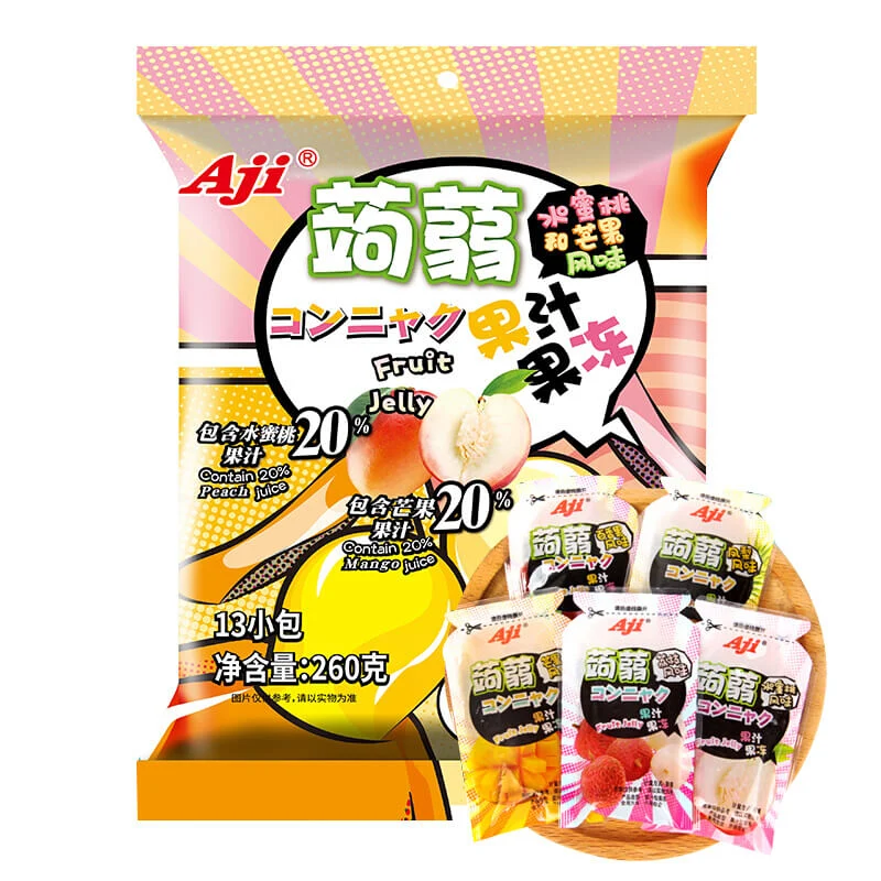 [Self-operated] China AJI Konjac Juice Jelly Peach and Mango Flavor 260g 0 Fat Low Calorie Low Calorie Konjac Smooth Office Snacks Leisure Food