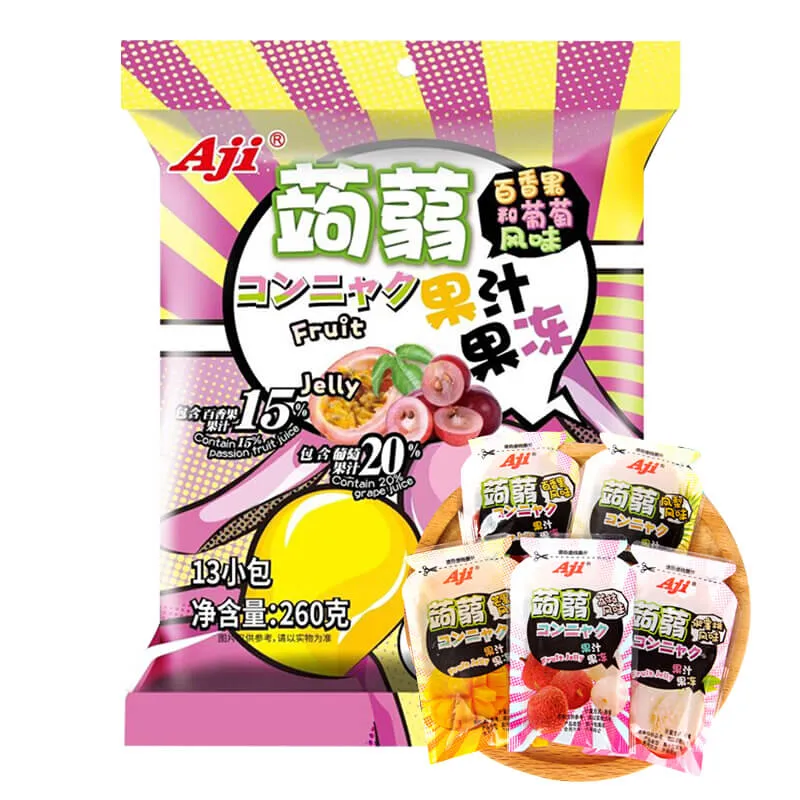 [Self-operated] China AJI Konjac Juice Jelly Passion Fruit and Grape Flavor 260g 0 Fat Low Calorie Low Calorie Konjac Smooth Office Snacks Leisure Food