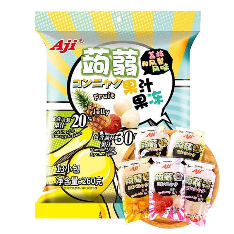 [Self-operated] China AJI Konjac Juice Jelly Lychee and Pineapple Flavor 260g 0 Fat Low Calorie Low Calorie Konjac Smooth Office Snacks Leisure Food