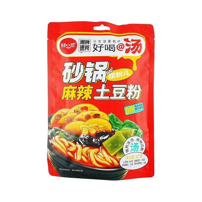 [Self-operated] China Tian Xiaohua Casserole Potato Powder Spicy Flavor 327g with seasoning packet Q-elastic smooth appetizer snack self-cooked late night fast food