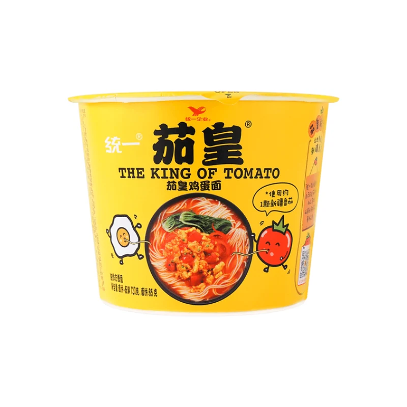 [Self-operated] China Uni-President Eggplant King Instant Noodles Tomato Egg Noodles Bucket 120g Instant Noodles Fast Food Late Night Ramen Noodle Soup