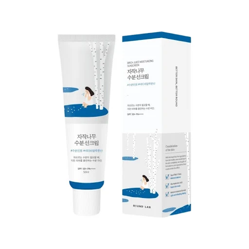 [Self-operated] South Korea ROUND LAB Rouenlai Dokdo Birch Juice Water Moisturizing Sunscreen SPF50+ PA++++ 50ml Facial Isolation Milk Anti-ultraviolet Light Moisturizing Sensitive Skin Available
