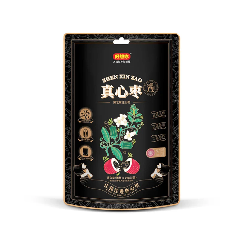 [Self-operated] China Miss You So Much Black Sesame Zhenxin Dates 120g Zhongxin Dates are salty and mellow, open the bag and ready to eat portable snacks