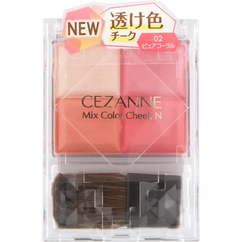 [Self-operated] Japanese CEZANNE Four-Color Pearlescent Blush + Highlight All-in-one Palette #02 Temperament Coral Modify contours, enhance complexion, waterproof and long-lasting moisture