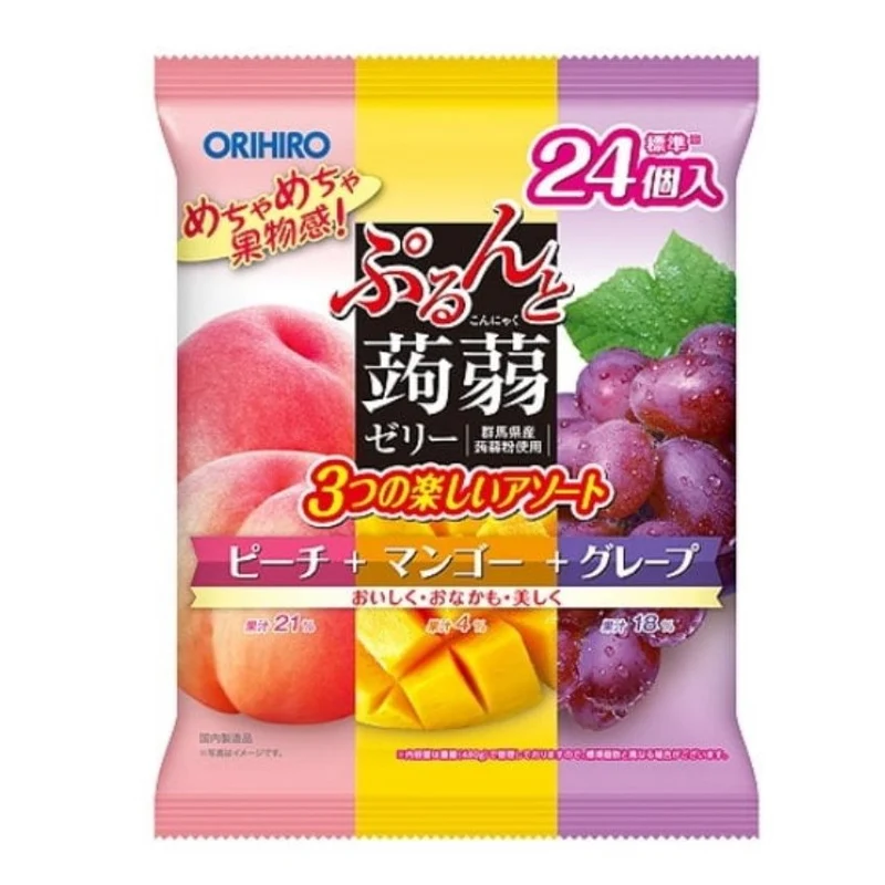 [Self-operated] Japan ORIHIRO low-calorie konjac juice jelly 24 pieces, ready to eat, peach + mango + grape flavor