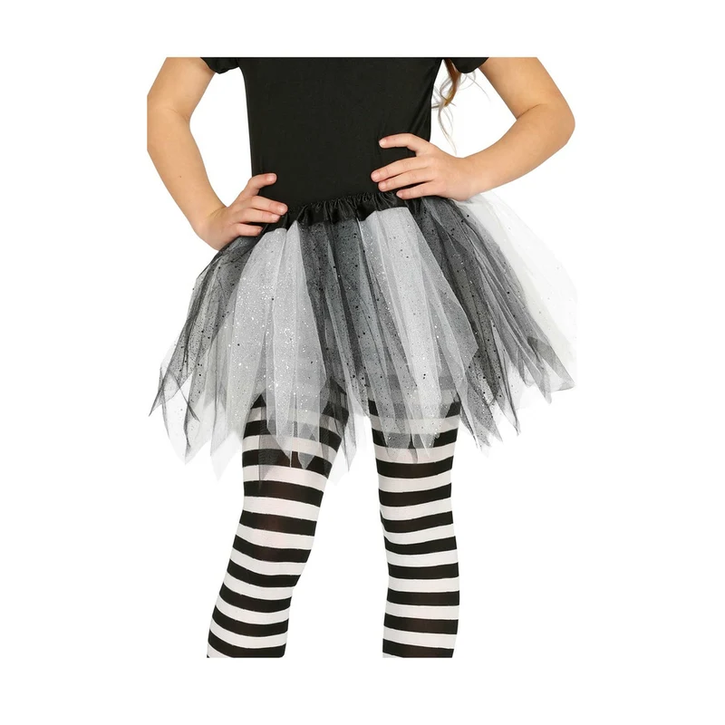 Glitzer Tutu Weiss und Schwarz für Kinder