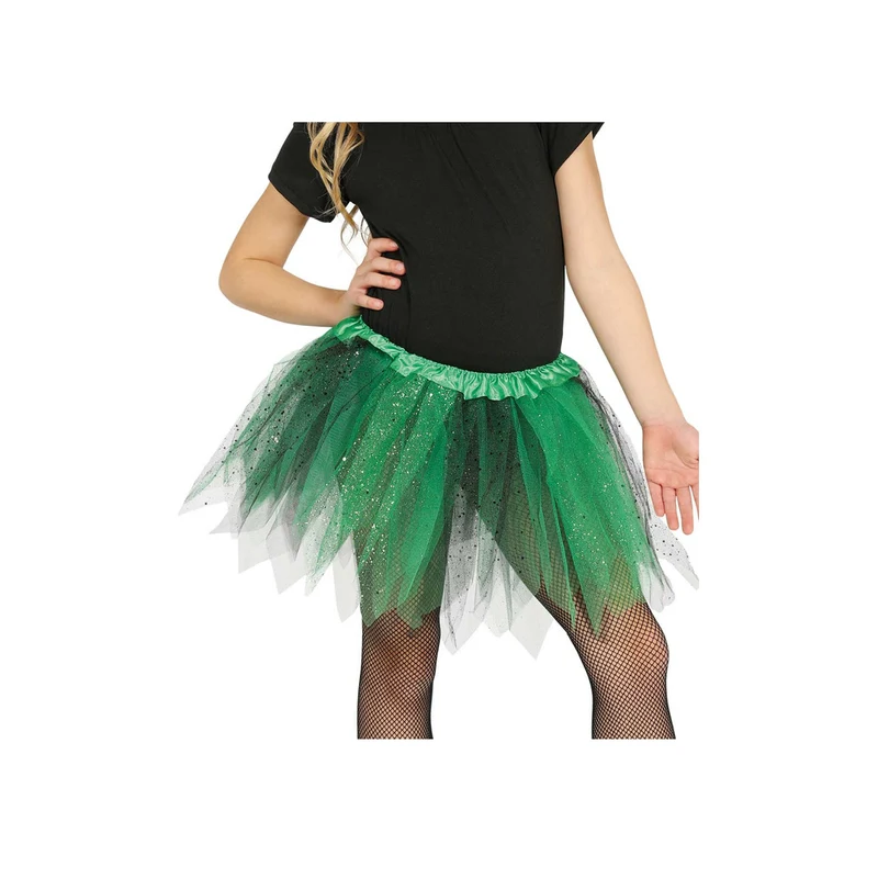Glitzer Tutu Grün und Schwarz für Kinder