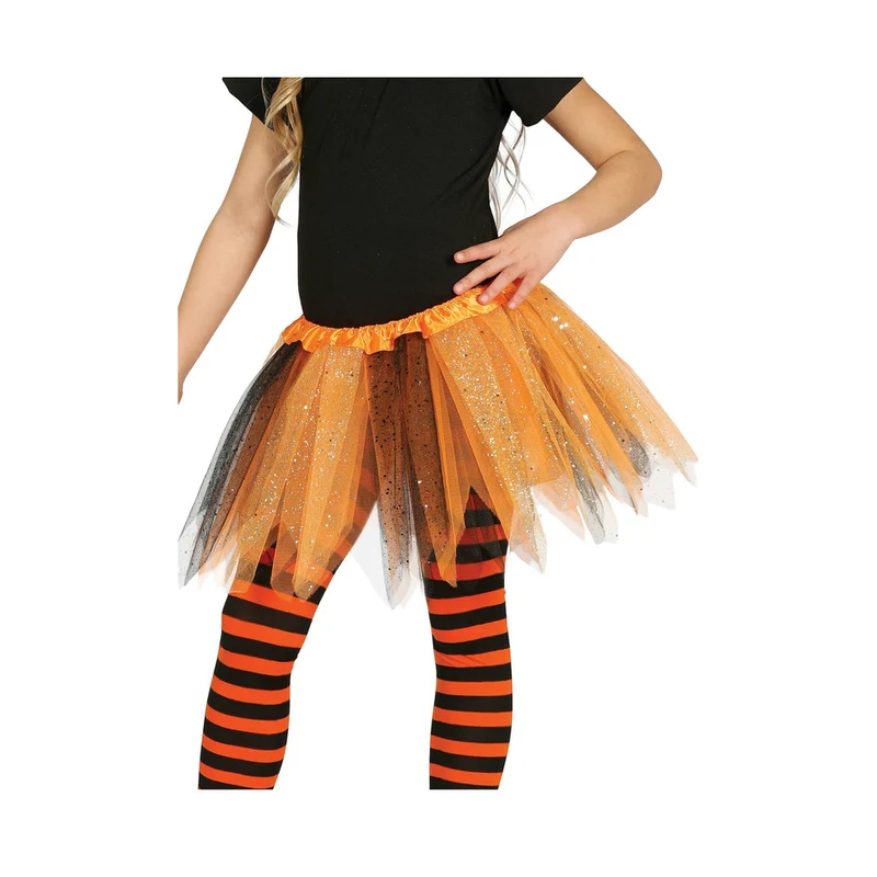 Glitzer Tutu Orange und Schwarz für Kinder