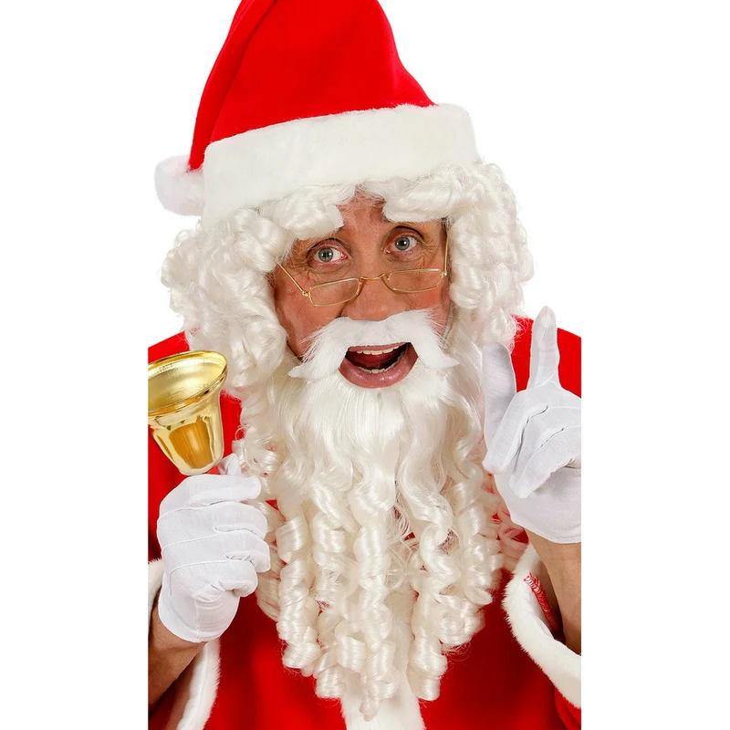 Weihnachtsmann Perücke komplett mit Korkenzieherlocken