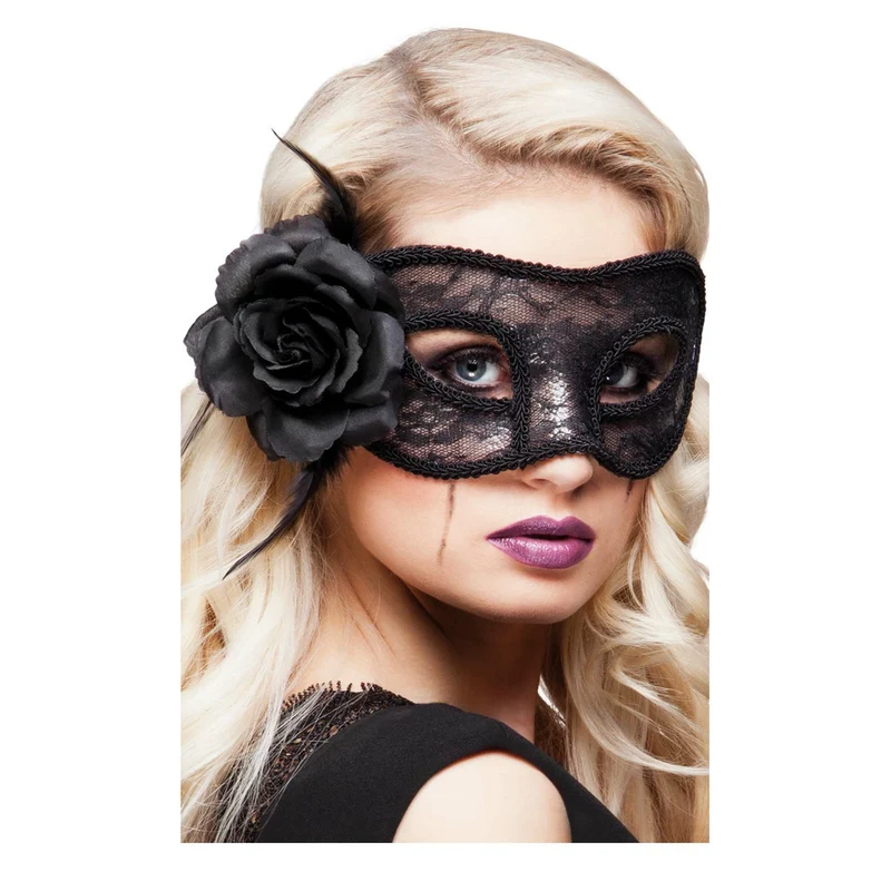 Schwarze Augenmaske mit Blume