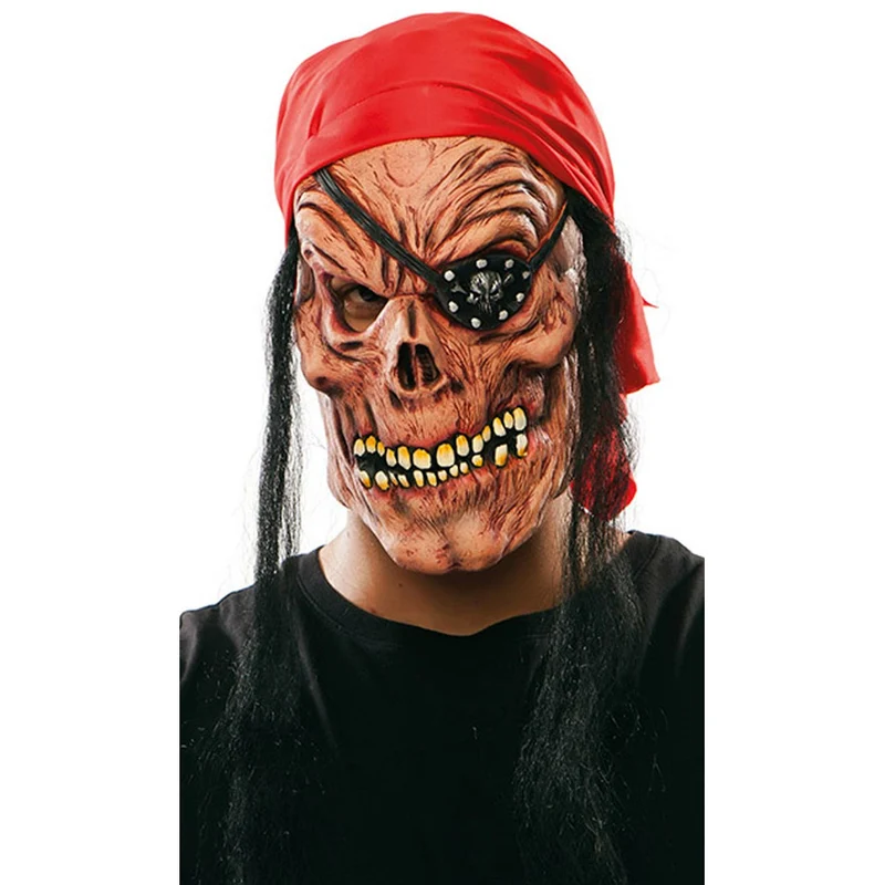 Zombie Pirat mit Augenklappe Maske aus Latex