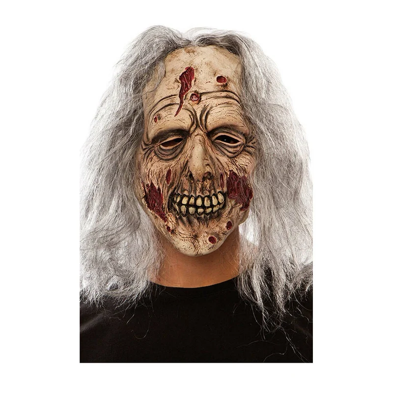 Zombie mit Haaren Maske aus Latex