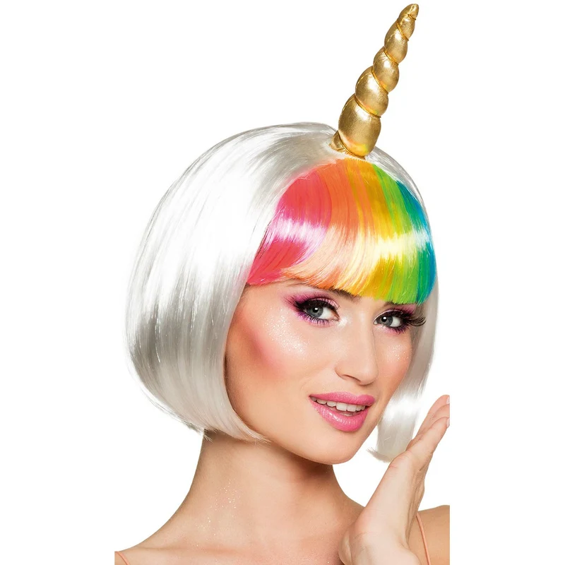 Einhorn Bob-Perücke mit Horn