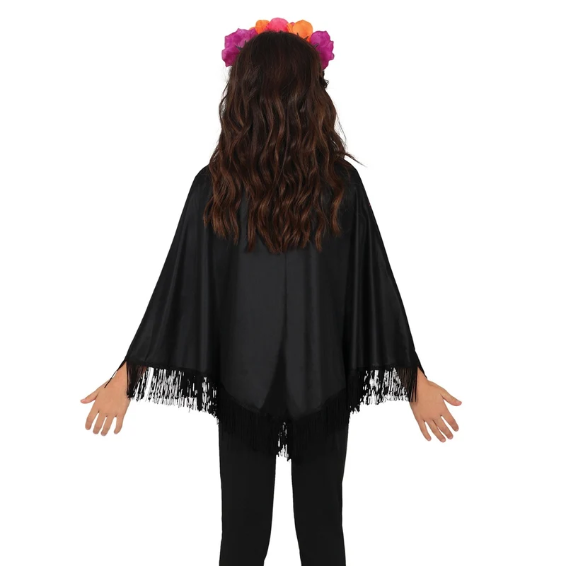 Catrina-Totenkopf-Poncho für Kinder