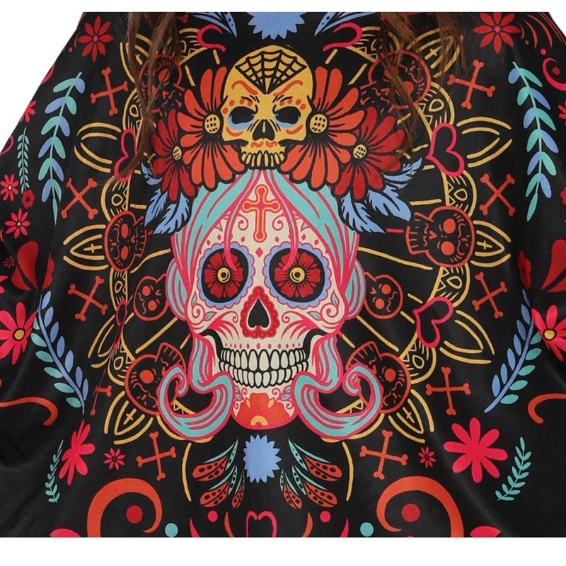 Catrina-Totenkopf-Poncho für Kinder