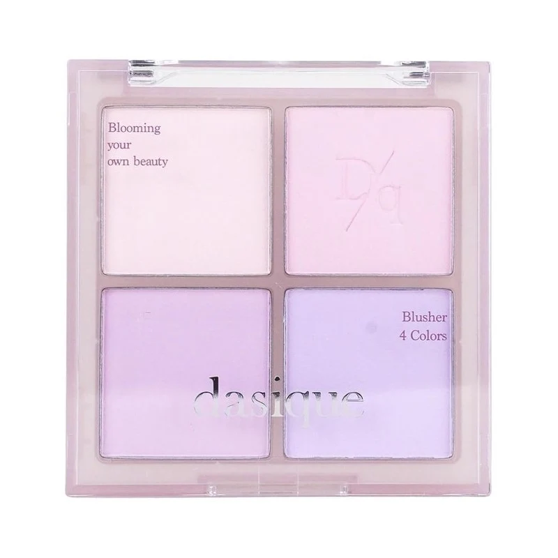 [Self-operated] DASIQUE Korean Four-Color Blush Palette with Contouring 10.4g #02 Cool Blending Lavender Tea Puffing Color Blush Purple Multi-Color Matte Face Contouring