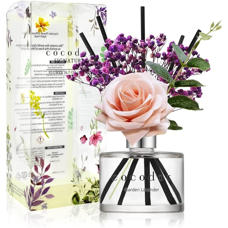 [Self-operated] COCODOR Garden Lavender 200ml - Korean Indoor Fragrance Diffuser, Preserved Flower Reed Diffuser Series, Flameless Fragrance, Air Freshener Balm, Essential Oil Fragrance, Flameless Aromatherapy, Indoor Diffuser, Air Freshener Stick