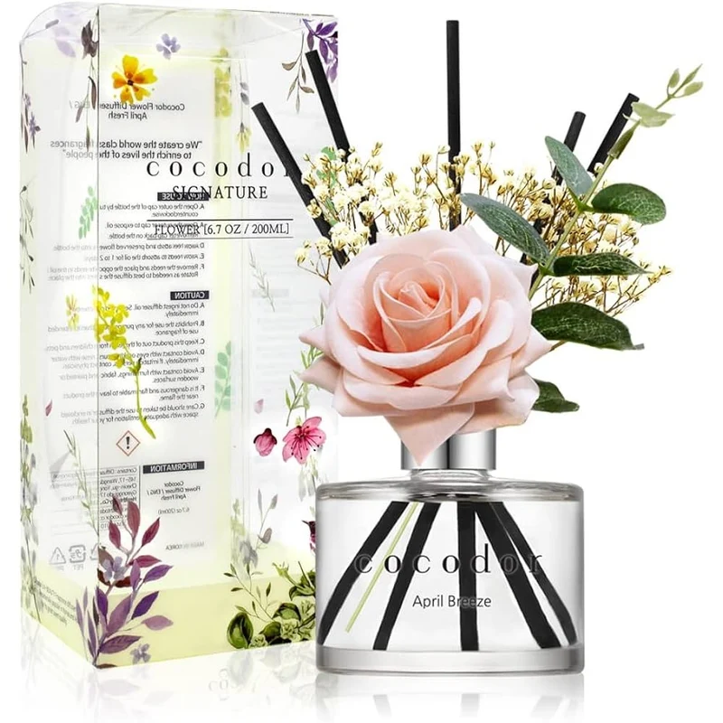[Self-operated] COCODOR Preserved Flower Reed Aromatherapy Series April Breeze 200ml Air Freshener Balm Essential Oil Fragrance Flameless Diffuser Air Freshener Fragrance Stick