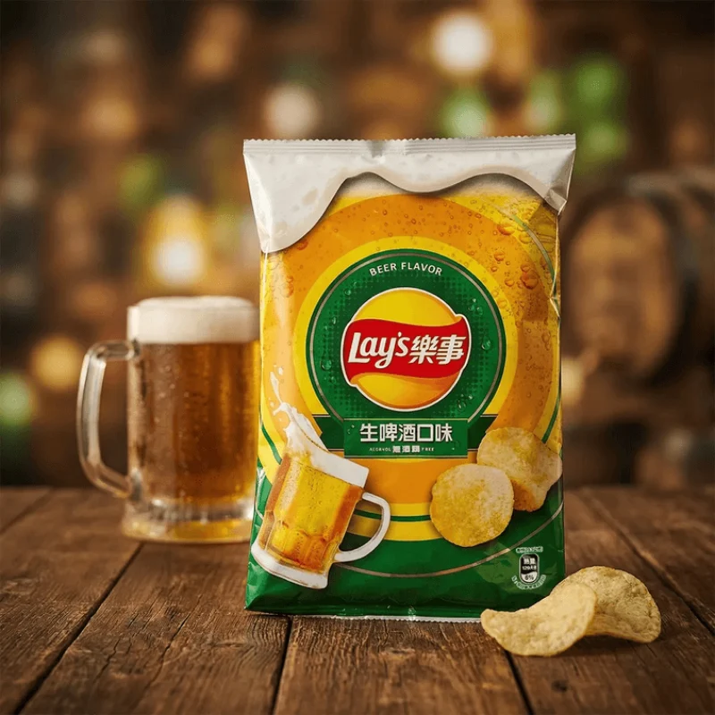 [Self-operated] Pepsi LAY'S Taiwan Version Potato Chips, Draft Beer Flavor, 70g, Non-Alcoholic, Novelty Flavor, Puffed Snack, Perfect for Binge-Watching.