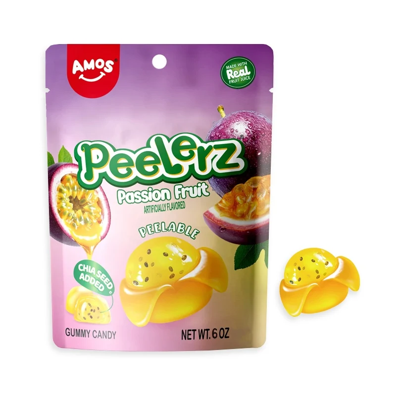 [Self-operated] Amos Peelerz Passion Fruit Gummies, 170g, Sharing Pack, Fun Fruit Juice Gummies for Kids, Snacks & Candies