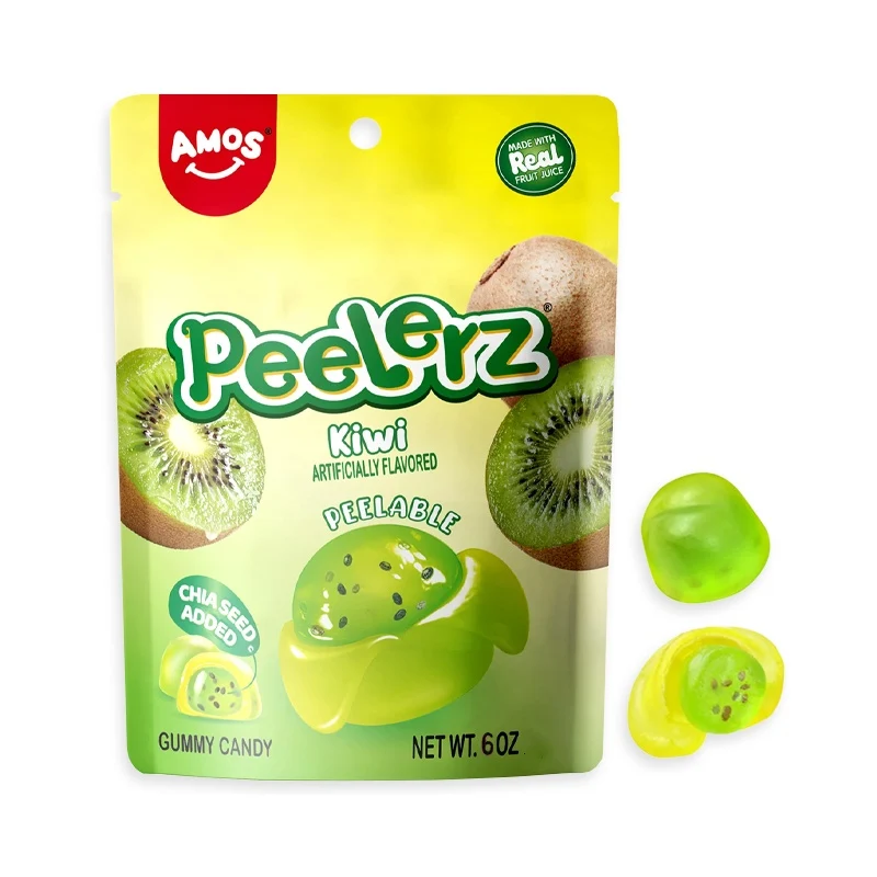 [Self-operated] Amos Peelerz Kiwi Flavored Gummies (170g, Sharing Pack) - Fun Fruit Juice Gummies for Kids - Snacks and Candies