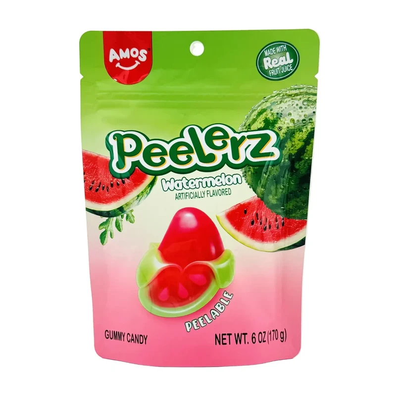 [Self-operated] Amos Peelerz Watermelon Flavor Peeled Gummies 170g Sharing Pack Fun Fruit Juice Gummies Kids Snacks Candy