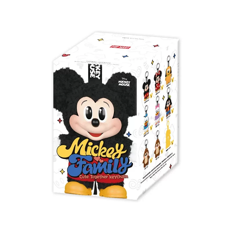 [Self-operated] China POP MART Mickey Family Cute Together Keychain Series Vinyl Face Blind Box Figurine 1 Piece Set Mickey Keychain Plush Figure Holiday Gift