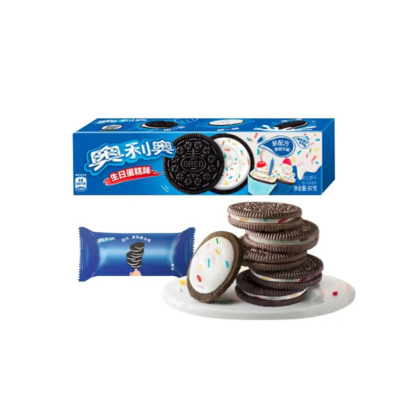 [Self-operated] Oreo Sandwich Cookies (Birthday Cake Flavor) 97g (Breakfast, Snack, Office Dessert)