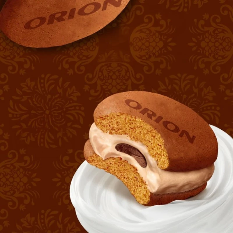 [Self-operated] ORION Korean Melt-in-the-Mouth Sandwich Cake Pie Cappuccino Flavor 6 Pieces 150g Pastries, Snacks, Snacks, Children's Snacks