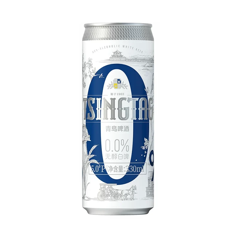 [Self-operated] Tsingtao Beer 0.0% Non-Alcoholic Wheat Beer 330ml Slimming Can Craft Beer Whole Wheat Non-Alcoholic