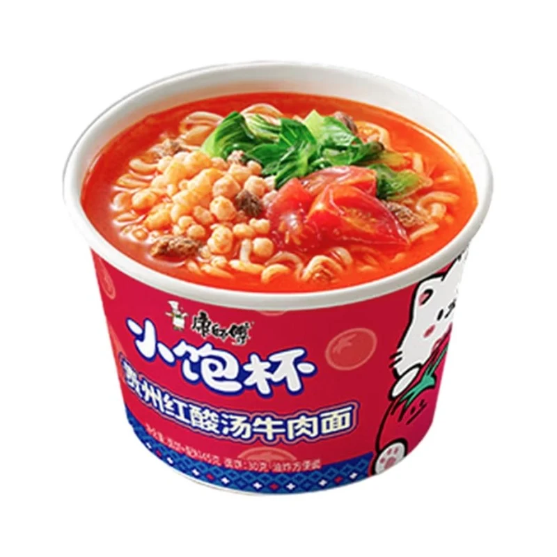 [Self-operated] Master Kong Small Cup Instant Noodles, Guizhou Red Sour Soup Beef Flavor, 45g (China) - Perfect for satisfying late-night cravings. A perfect cup of instant noodles, quick and easy, great for a late-night snack or ramen soup.