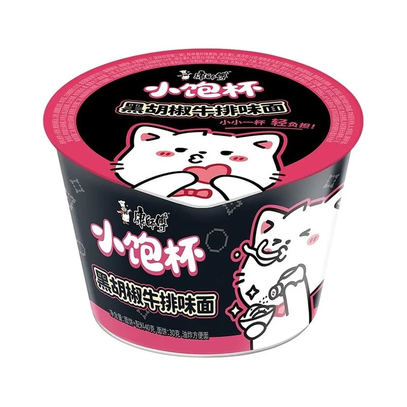 [Self-operated] Master Kong Small Cup Instant Noodles, Black Pepper Beef Flavor, 40g (China) - Perfect for satisfying late-night cravings. A perfect cup of instant noodles, quick and easy, great for a late-night snack or ramen soup.