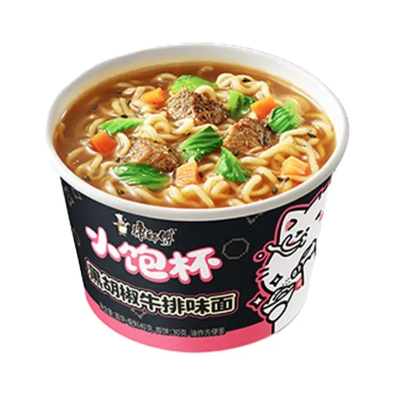 [Self-operated] Master Kong Small Cup Instant Noodles, Black Pepper Beef Flavor, 40g (China) - Perfect for satisfying late-night cravings. A perfect cup of instant noodles, quick and easy, great for a late-night snack or ramen soup.