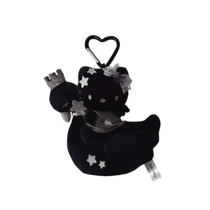 [Self-operated] Sanrio Kitty series heart-shaped plush pendant with dark swan design, 1 piece, car pendant, bag charm, keychain.