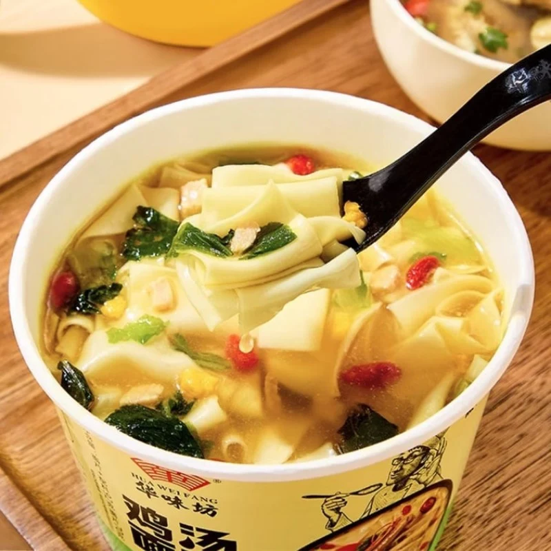 [Self-operated] HUAWEIFANG Chicken Soup Noodles with Mushrooms, Chicken Soup Flavor, 162g. Instant Noodles, Quick-Cook Soup Noodles, Ready-to-Eat, Breakfast, Fast Food, Late Night Snack
