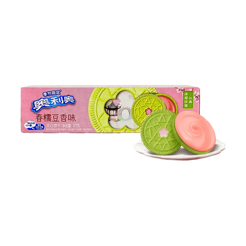 [Self-operated] Oreo Sandwich Cookies (Spring Limited Edition Flavor: Glutinous Rice and Red Bean) 87g (Limited-edition flavor: Green Mugwort & Sweet Red Bean) Breakfast Snacks/Office Treats