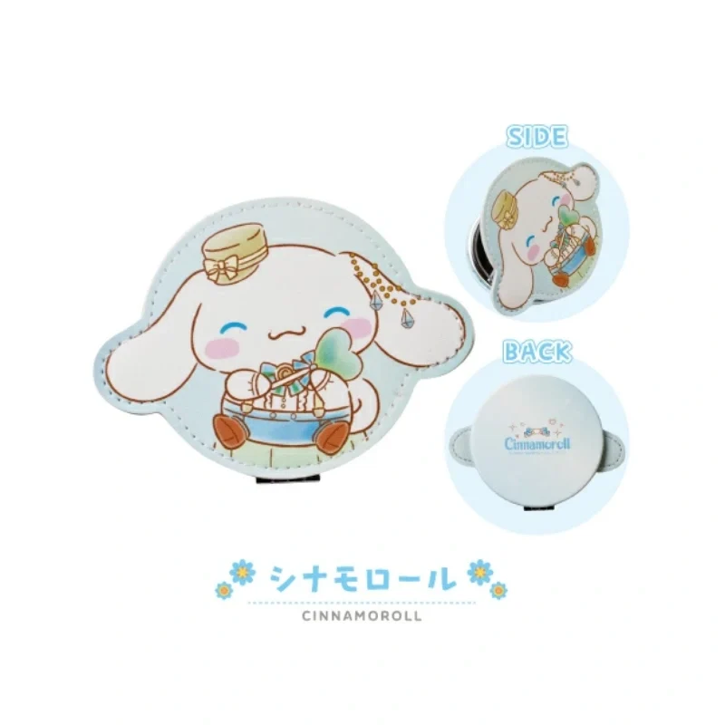 [Self-operated] Sanrio Heart Stick Folding Double-Sided Makeup Mirror, Big Ear Dog Design, 1 Piece, Pendant Style, Portable Makeup Mirror, Bag Charm, Keychain