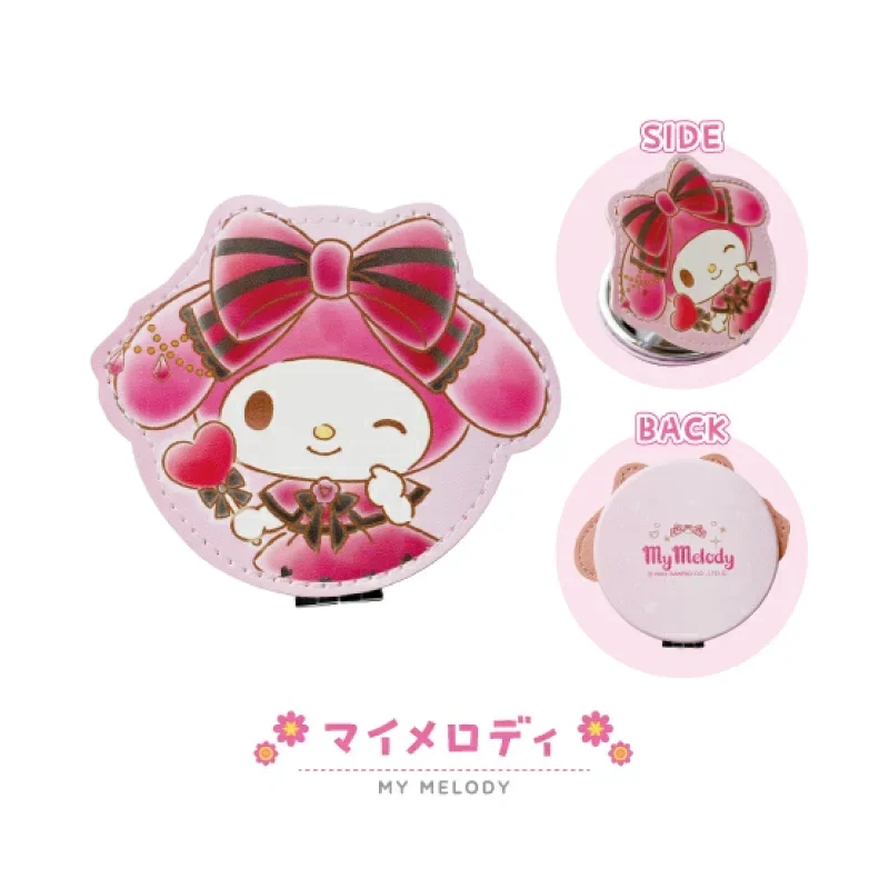[Self-operated] Sanrio Heart Stick Folding Double-Sided Makeup Mirror My Melody Design (1 piece) - Pendant Style, Portable Makeup Mirror, Bag Charm, Keychain