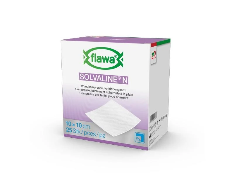 FLAWA Solvaline N Wundkompresse, verklebungsarm, 10 x 10 cm, 25 Stück