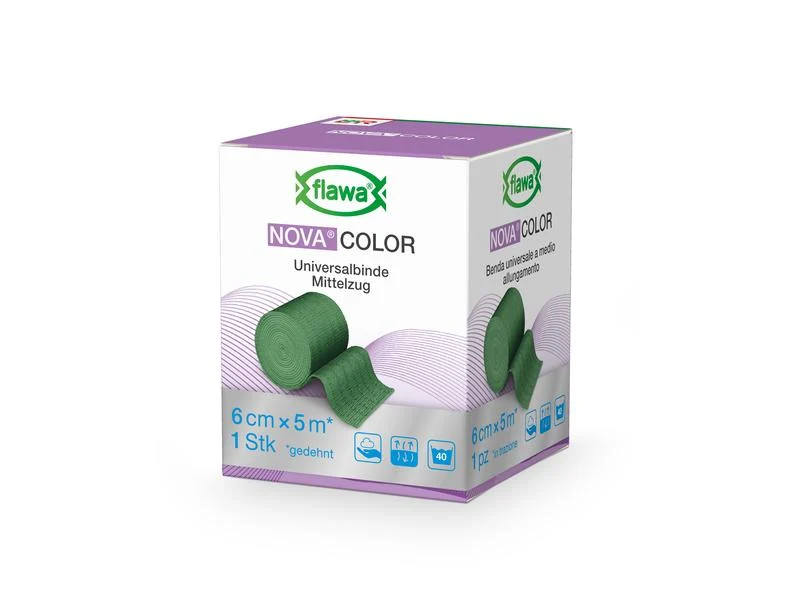 FLAWA Nova Color Universalbinde Mittelzug, grün, 6 cm x 5 m, 1 Stück