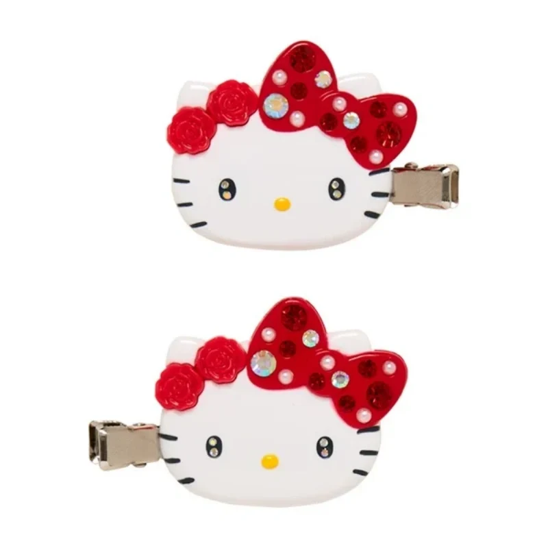 [Self-operated] Japanese Sanrio Hello Kitty Red Rhinestone Hair Clips (Pair) - Hair Accessories