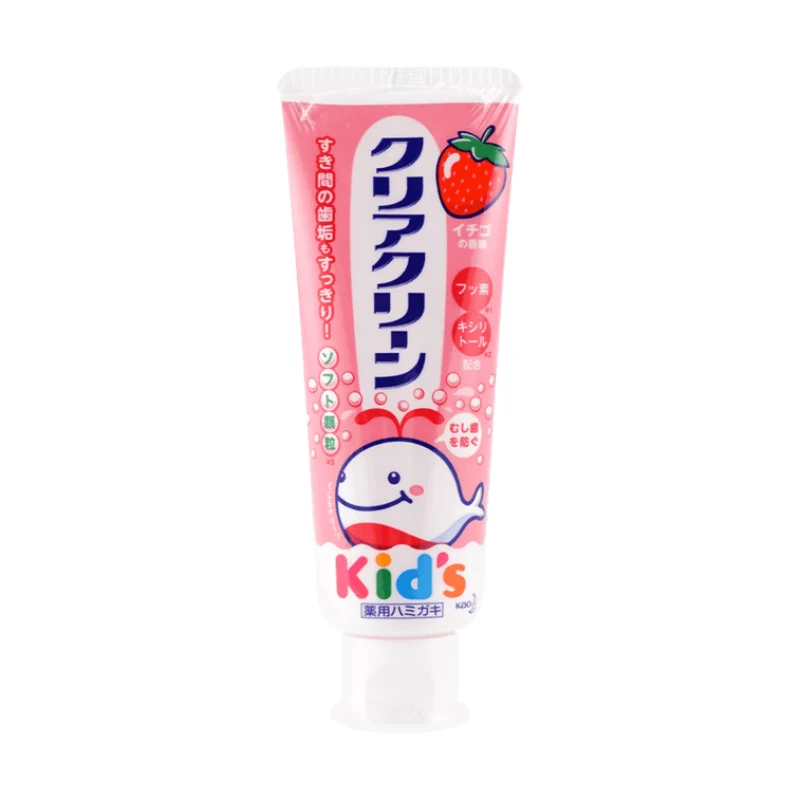 [Self-operated] Kao (Japan) Children's Toothpaste, Strawberry Flavor, 70g. High Fluoride, Xylitol, Anti-cavity Protection for Permanent and Baby Teeth, Fruit Flavor, Low Foam, Easy to Clean.