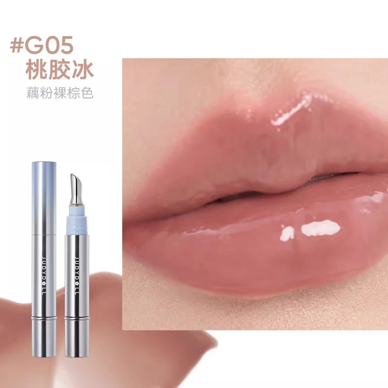 [Self-operated] JUDYDOLL Ice Diamond Essence Lip Gloss (China) > 90% Essence, Mirror-like Watery Essence Lip Gloss #G05 Peach Gum, Lotus Root Pink, Nude Brown 4ml Mirror-like Watery Lip Gloss, Lip Oil, Lipstick, Moisturizing and Non-greasy, Plump Lips