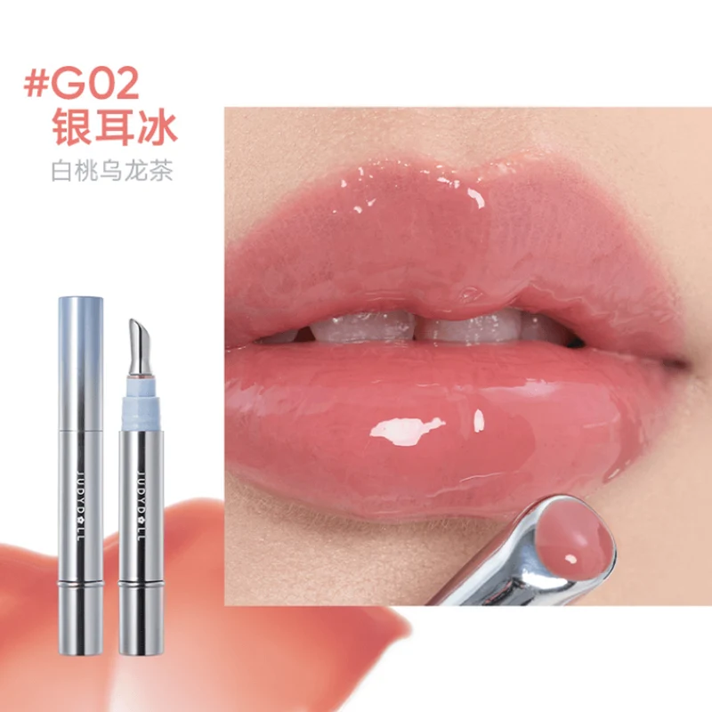 [Self-operated] JUDYDOLL Ice Diamond Essence Lip Gloss (China) > 90% Essence, Mirror-like Watery Essence Lip Gloss #G02 Tremella Ice White Peach Oolong Tea 4ml Mirror-like Watery Lip Gloss, Lip Oil, Lipstick, Moisturizing and Non-greasy, Plump Lips