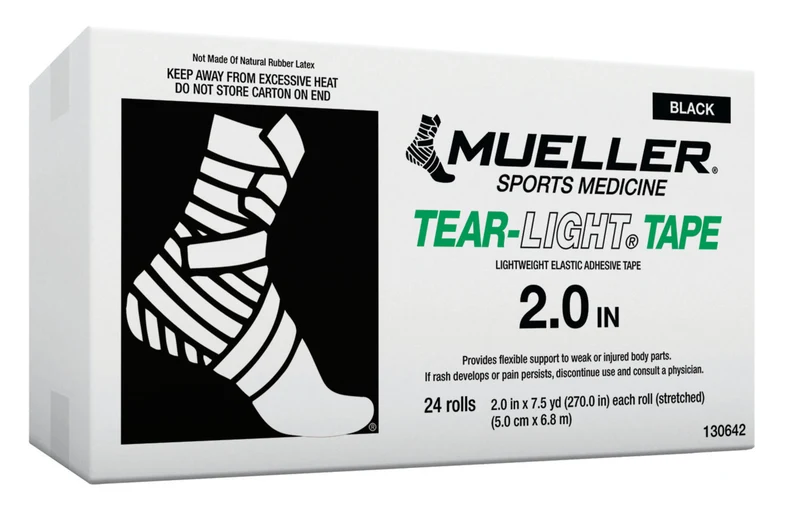 Mueller TEAR Light Tape, schwarz, 5 cm x 6.85 m, 24 Stück
