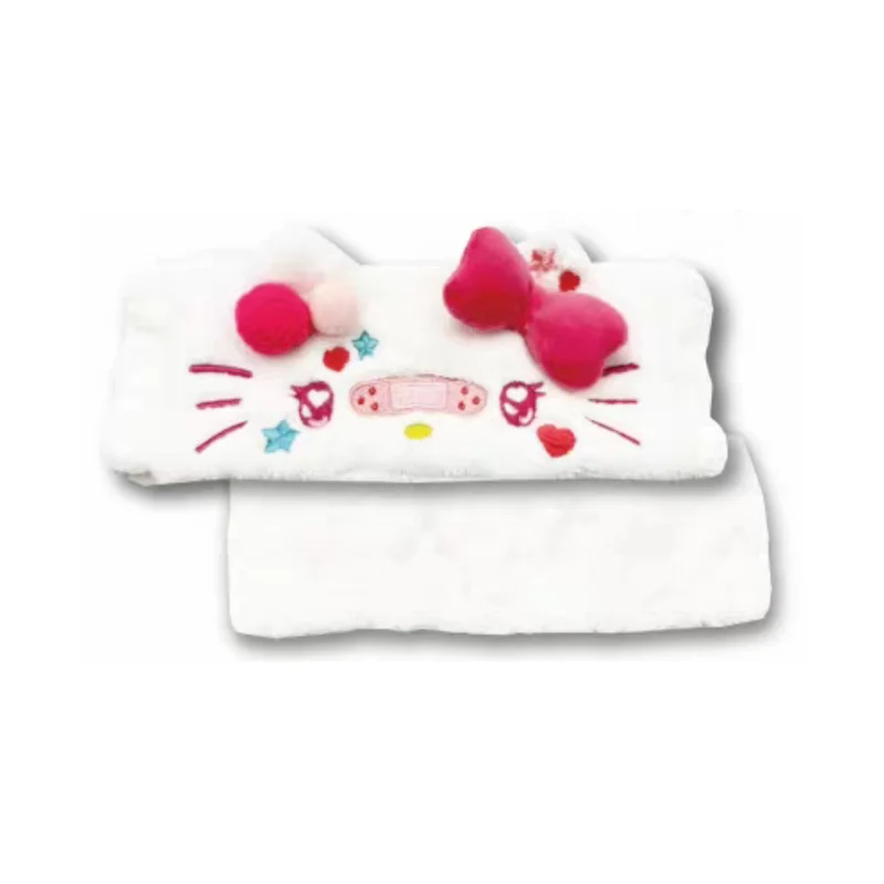 [Self-operated] Sanrio Kitty Heart-Eye Bow Plush Headband (1 piece) - A must-have for home face washing!